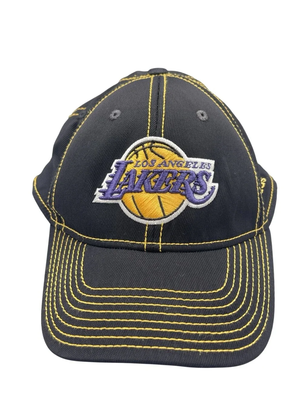 Adidas NBA LA Los Angeles Lakers Cap Hat Fitmax Black Yellow Stitch Small/Medium
